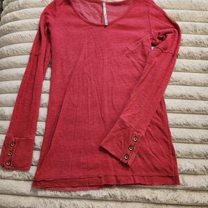 Women's Red Long Sleeve Top